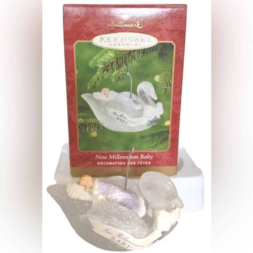Vintage Hallmark Keepsake Ornament New Millennium Baby Year 2000 Swan With Box